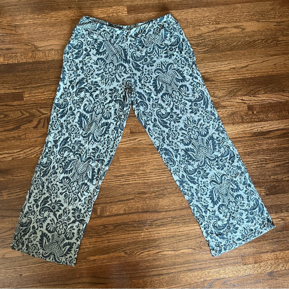 Soma Pajama Pants Blue Teal Damask L VGUC - Picture 2 of 7